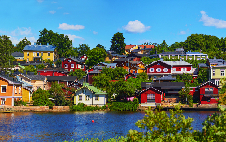 Panorma der historischen Stadt Porvoo in Finnland